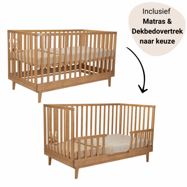 Set | Meegroeiledikant Novi at Home® Elise 70x140 Beech incl. Matras&Dekbedovertrek - Afbeelding 1