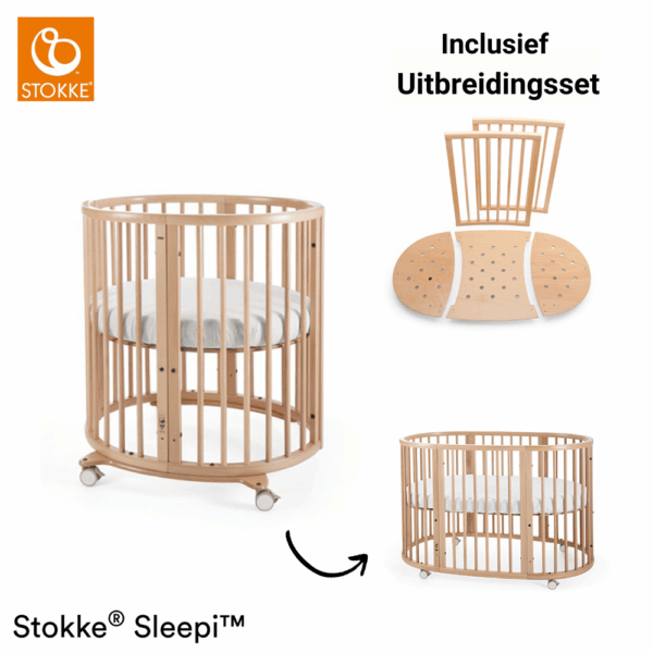 Set | Mini Bed Stokke® Sleepi™ Natural incl. Matras Mini&Matras Ledikant&Sleepi™ Uitbreidingsset - Afbeelding 1
