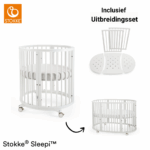 Set | Mini Bed Stokke® Sleepi™ White incl. Matras Mini&Matras Ledikant&Sleepi™ Uitbreidingsset