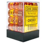Doorzichtige 6-zijdige Gemini dobbelstenen 12mm RED-YELLOW/GOLD (36 dobbelstenen) - Chessex