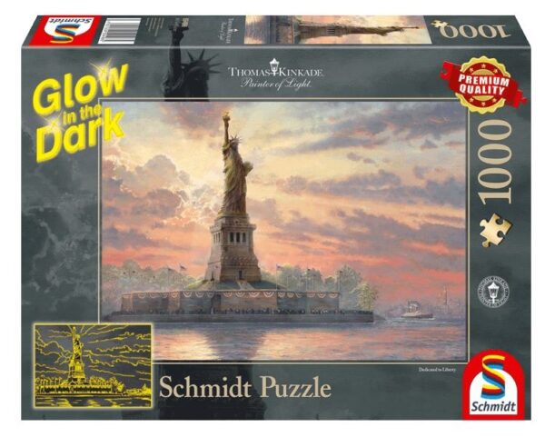 Statue of Liberty in the twilight (1000) - glow in the dark - Schmidt  Legpuzzel - Afbeelding 1