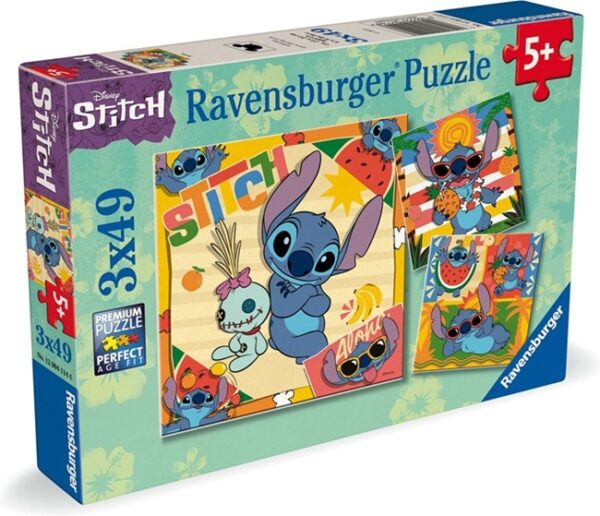 Stitch: Aloha (3x 49) - Ravensburger  Legpuzzel - Afbeelding 1