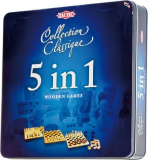 Tin Box Collection Classique - 5-in-1 Wooden Games - Tactic Bordspel|Denkspel|Houten spel