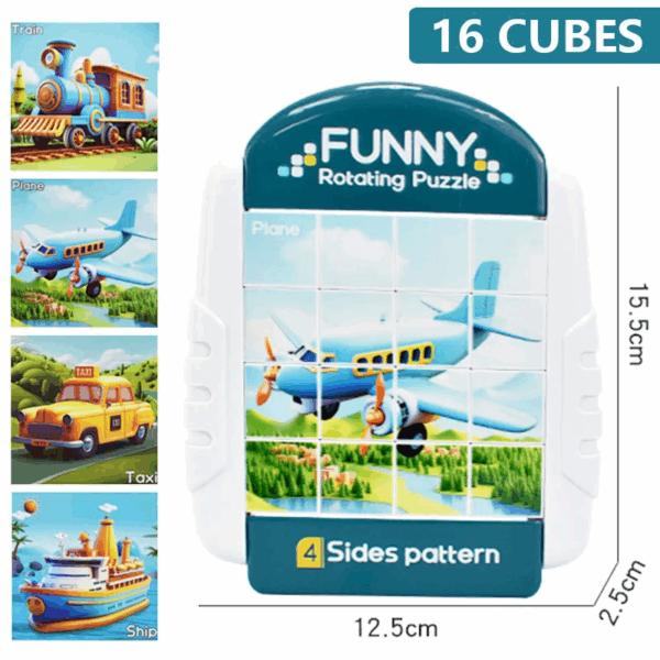 Twisty Puzzle™ - Eindeloos Puzzelplezier - Draaipuzzel Transport 16 vlakjes | Educatief Speelgoed - Afbeelding 1