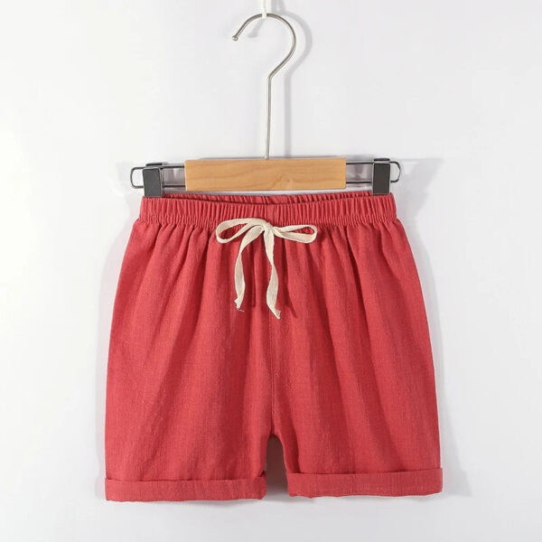 Mini Fashion™ - Sneldrogend Materiaal - Katoen-linnen Short Donker Rood / 116 (6 jaar) | Educatief Speelgoed - Afbeelding 1