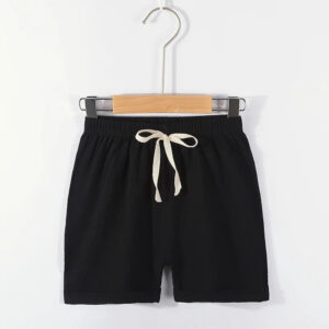 Mini Fashion™ - Sneldrogend Materiaal - Katoen-linnen Short Zwart / 110 (5 jaar) | Educatief Speelgoed