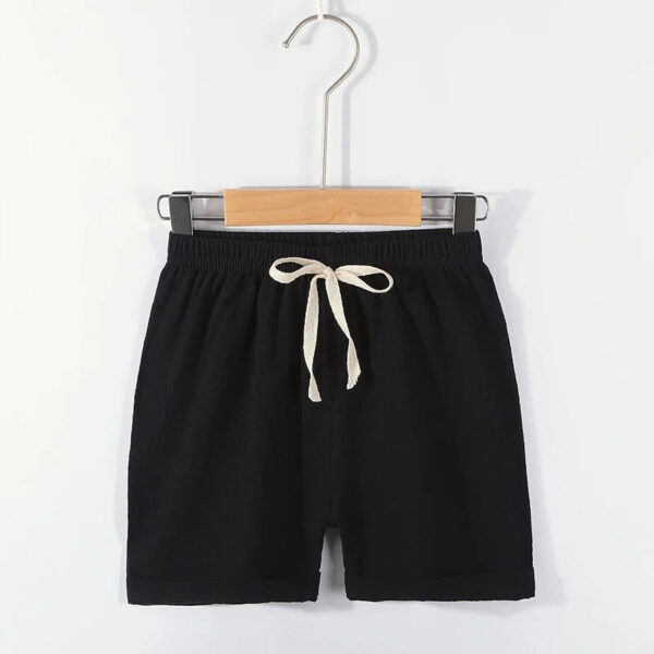 Mini Fashion™ - Sneldrogend Materiaal - Katoen-linnen Short Zwart / 98 (3 jaar) | Educatief Speelgoed - Afbeelding 1