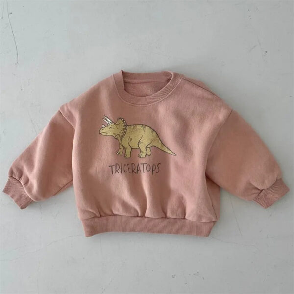 Mini Fashion™ - Leuke Dinosaurus Print - Dino Sweater Oranje - Roze / 80 (1 jaar) | Educatief Speelgoed - Afbeelding 1