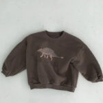 Mini Fashion™ - Leuke Dinosaurus Print - Dino Sweater Bruin / 100 (3 jaar) | Educatief Speelgoed