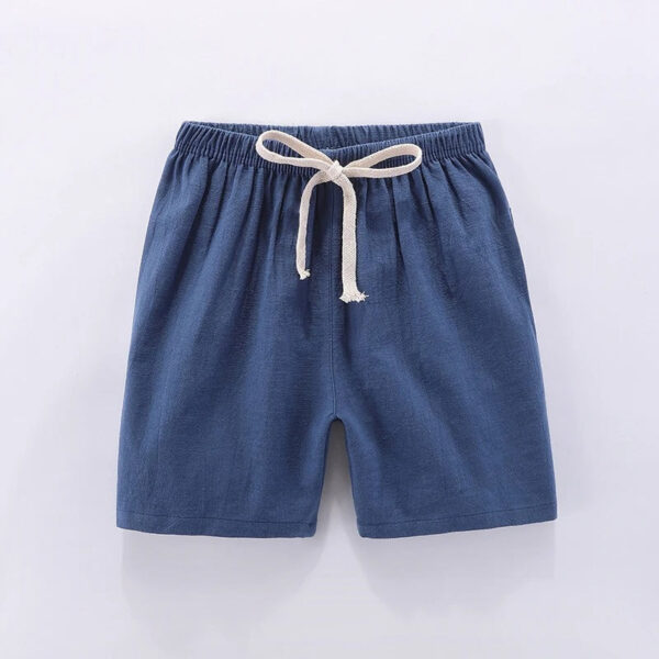 Mini Fashion™ - Sneldrogend Materiaal - Katoen-linnen Short Donkerblauw / 116 (6 jaar) | Educatief Speelgoed - Afbeelding 1