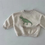 Mini Fashion™ - Leuke Dinosaurus Print - Dino Sweater Licht Grijs / 120 (5 jaar) | Educatief Speelgoed