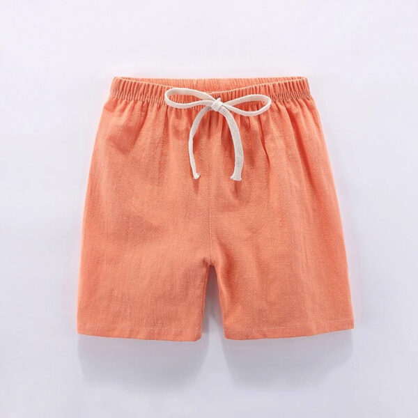 Mini Fashion™ - Sneldrogend Materiaal - Katoen-linnen Short Oranje / 110 (2 jaar) | Educatief Speelgoed - Afbeelding 1