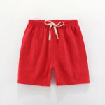 Mini Fashion™ - Sneldrogend Materiaal - Katoen-linnen Short Rood / 98 (3 jaar) | Educatief Speelgoed