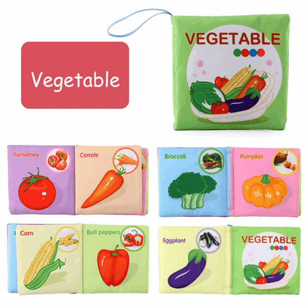 Soft Tail Book™ – Zachte Staartpret – Sensorisch Dieren Babyboekje Groenten | Educatief Speelgoed - Afbeelding 1