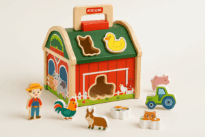 Farm Sort™ – Kleur&Vormplezier– Houten Boerderij Sorteerspel | Educatief Speelgoed