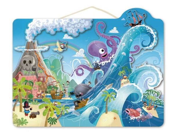 Houten magnetische puzzel: Piraten (100) - Speedy Monkey  Inlegpuzzel|Legpuzzel - Afbeelding 1