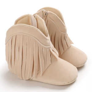 Mini Fashion™ - Stoere Look - Meiden Cowboy Laarzen Apricot - Touwtjes / 18 (6-12 maanden) | Educatief Speelgoed
