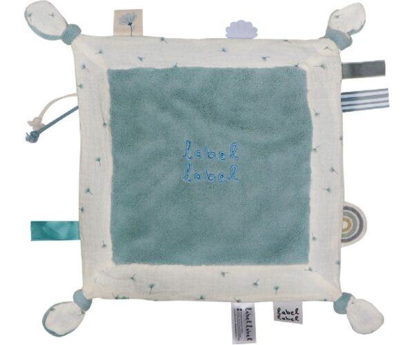 Knuffeldoekje Label Label Hearts Dandelion Blue - Afbeelding 1