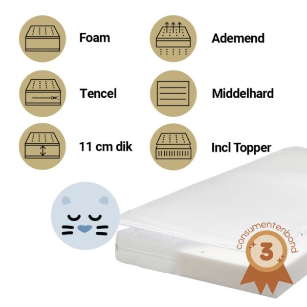 Matras Peuterbed + Topper ZZZOO 70x140 Airgosafe Panter - Afbeelding 1