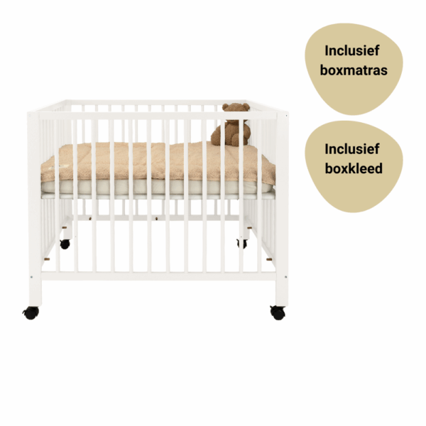 Set | Box met Wieltjes Colorfull Home Lisa V2 Pure White Incl. Boxmatras en Boxkleed - Afbeelding 1