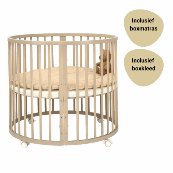 Set | Box Novi at Home® Mila Rond Sand Incl. Boxmatras en Boxkleed - Afbeelding 1