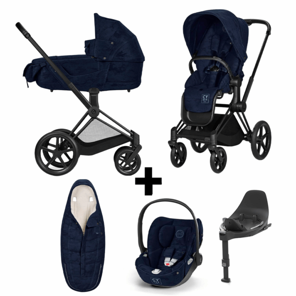 Kinderwagen Cybex Priam Rebellious Luxury Denim Blue/Navy Blue met Autostoel Cloud T I-Size&Base&Voetenzak - Afbeelding 1