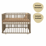 Set | Box Inklapbaar Colorfull Home Hugo Basic Beuken Taupe Incl. Boxmatras en Boxkleed