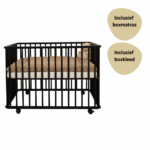 Set | Box Colorfull Home Inklapbaar Hugo Basic Beuken Black Incl. Boxmatras en Boxkleed