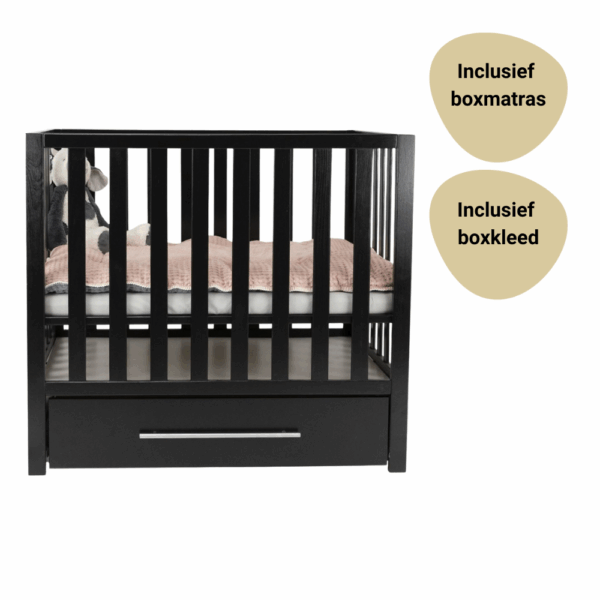 Set | Box Colorfull Home Patryk met Lade Black Wash Incl. Boxmatras en Boxkleed - Afbeelding 1