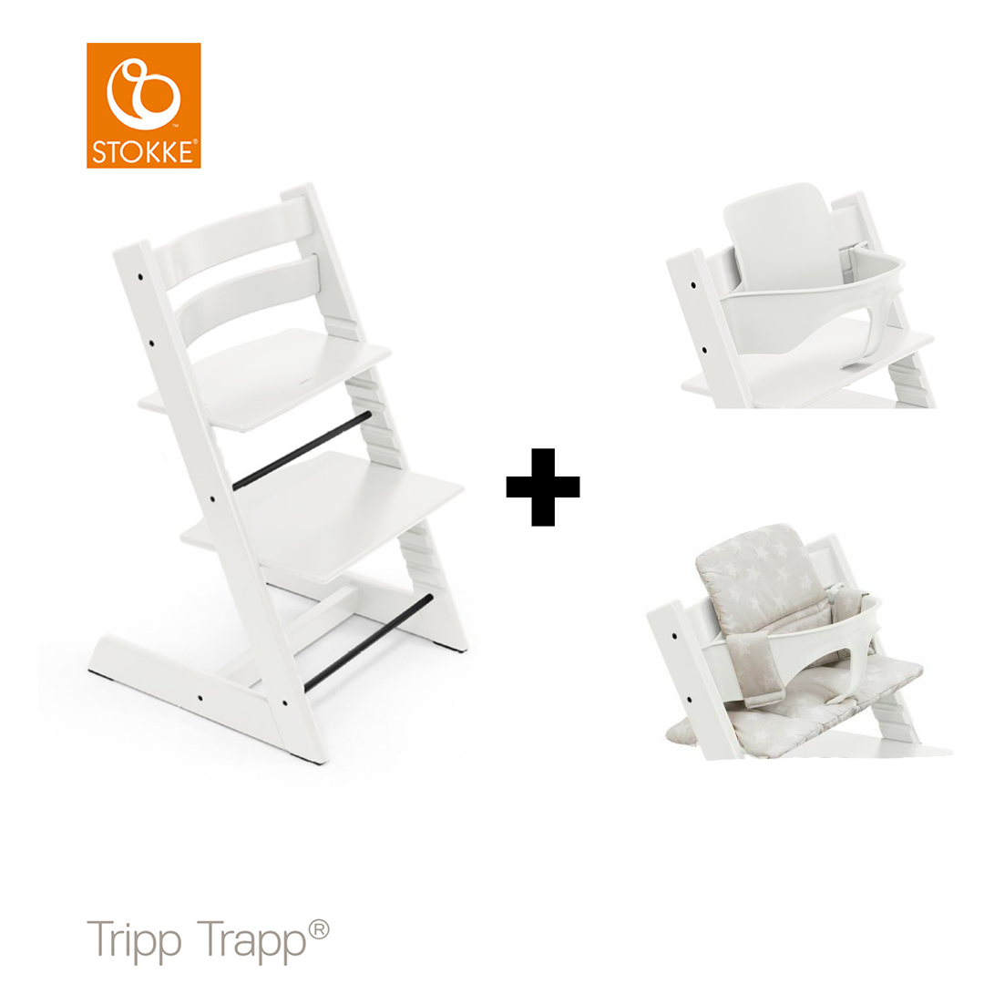 SET | Kinderstoel Stokke® Tripp Trapp® White met Babyset&Stoelverkleiner - Afbeelding 1