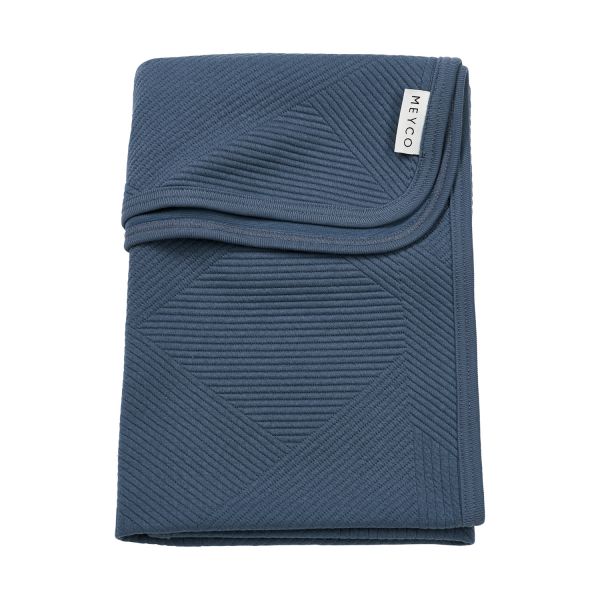 Deken Ledikant Meyco Jaquard Pure Indigo Deken Ledikant Meyco Jaquard Pure Indigo - Afbeelding 1
