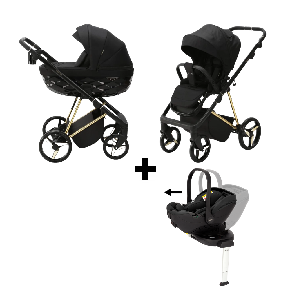 Kinderwagen Adamex Quantum Black + Autostoel Joy Pro Glide 360° + Base + Adapterset Kinderwagen Adamex Quantum Black + Autostoel Joy Pro Glide 360° + Base + Adapterset - Afbeelding 1