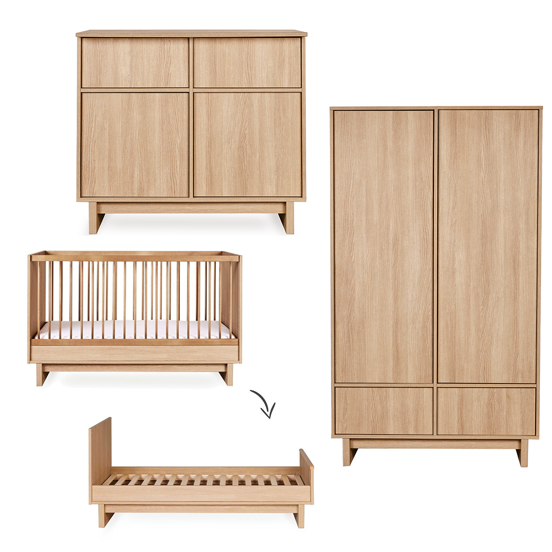 Babykamer Quax Kyo Honey Ash 70x140 met 2-deurs kast Babykamer Quax Kyo Honey Ash 70x140 met 2-deurs kast - Afbeelding 1