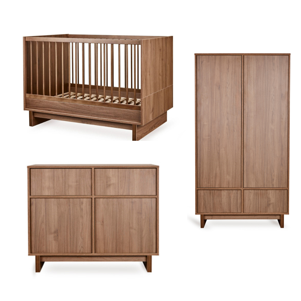 Babykamer Quax Kyo Walnut 70x120 met 2-deurs kast Babykamer Quax Kyo Walnut 70x120 met 2-deurs kast - Afbeelding 1