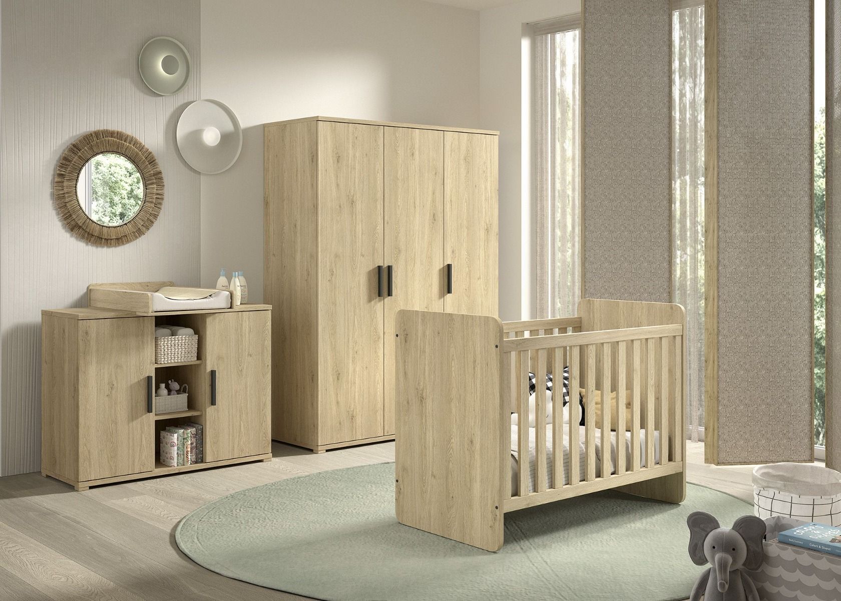 Babykamer Sam Eik 3-deurs Babykamer Sam Eik 3-deurs - Afbeelding 1