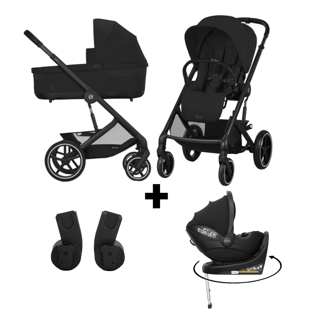 Kinderwagen Cybex Balios S Lux Moon Black/Black + Autostoel Joy Glide 360° All Black&Base Kinderwagen Cybex Balios S Lux Moon Black/Black + Autostoel Joy Glide 360° All Black&Base - Afbeelding 1