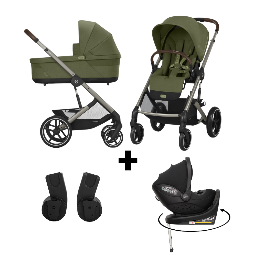 Kinderwagen Cybex Balios S Lux Moss Green/Khaki + Autostoel Joy Glide 360° All Black&Base Kinderwagen Cybex Balios S Lux Moss Green/Khaki + Autostoel Joy Glide 360° All Black&Base - Afbeelding 1