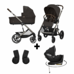 Kinderwagen Cybex Balios S Lux Chocolate Brown/Brown + Autostoel Joy Glide 360° All Black&Base