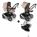 Kinderwagen Bugaboo Fox5 Renew Compleet Black/Desert Taupe Melange met Autostoel Joy Glide 360°&Base