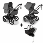 Kinderwagen Bugaboo Fox5 Renew Compleet Black/Moon Grey met Autostoel Joy Glide 360°&Base