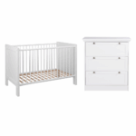 Babykamer Finori Landwood Wit (Ledikant + Commode 3-lades)