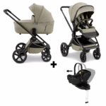 Kinderwagen Novi Baby Luna Premium Solid Sand met Autostoel Joy Pro Glide 360º I-Size&Base