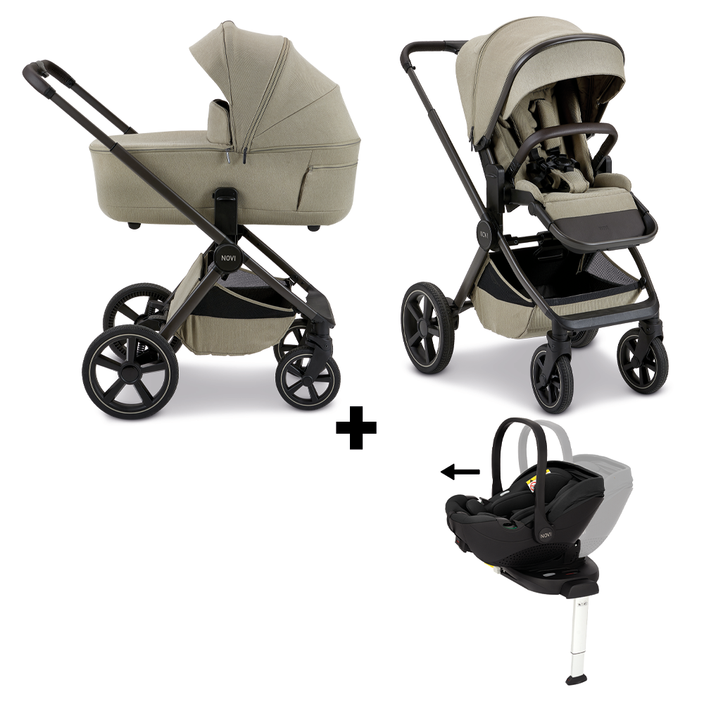 Kinderwagen Novi Baby Luna Premium Solid Sand met Autostoel Joy Pro Glide 360º I-Size&Base Kinderwagen Novi Baby Luna Premium Solid Sand met Autostoel Joy Pro Glide 360º I-Size&Base - Afbeelding 1