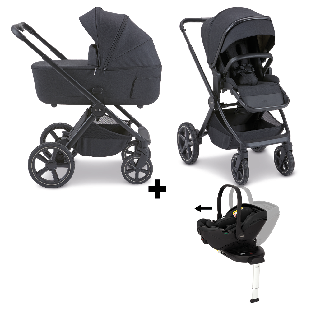 Kinderwagen Novi Baby Luna Premium Brilliant Black met Joy Pro Glide 360º Autostoel&Base Kinderwagen Novi Baby Luna Premium Brilliant Black met Joy Pro Glide 360º Autostoel&Base - Afbeelding 1