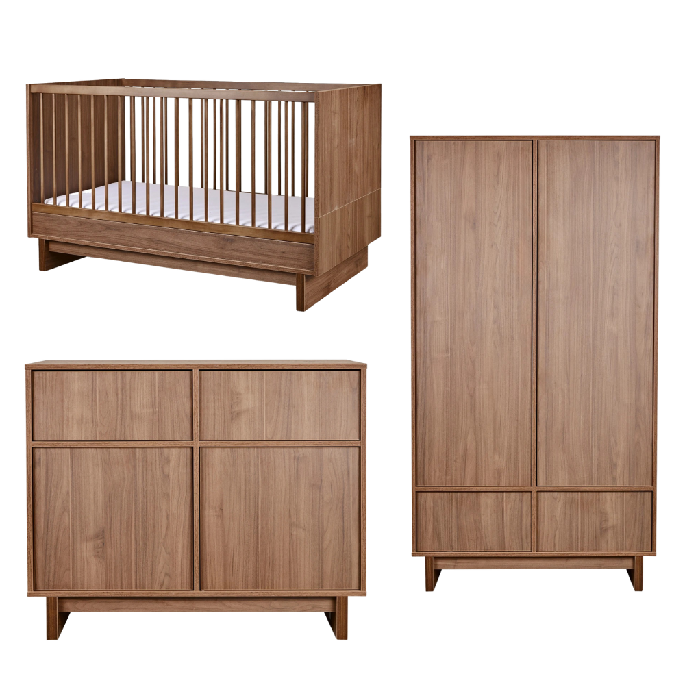 Babykamer Quax Kyo Walnut 70x140 met 2-deurs kast Babykamer Quax Kyo Walnut 70x140 met 2-deurs kast - Afbeelding 1