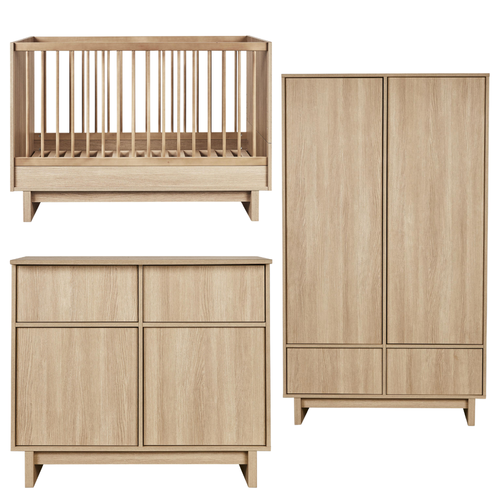 Babykamer Quax Kyo Honey Ash 70x120 met 2-deurs kast Babykamer Quax Kyo Honey Ash 70x120 met 2-deurs kast - Afbeelding 1