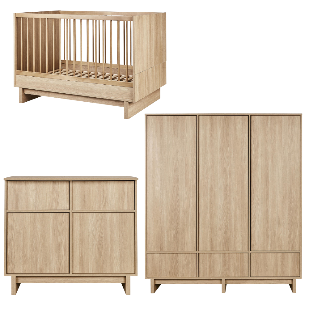 Babykamer Quax Kyo Honey Ash 70x120 met 3-deurs kast Babykamer Quax Kyo Honey Ash 70x120 met 3-deurs kast - Afbeelding 1
