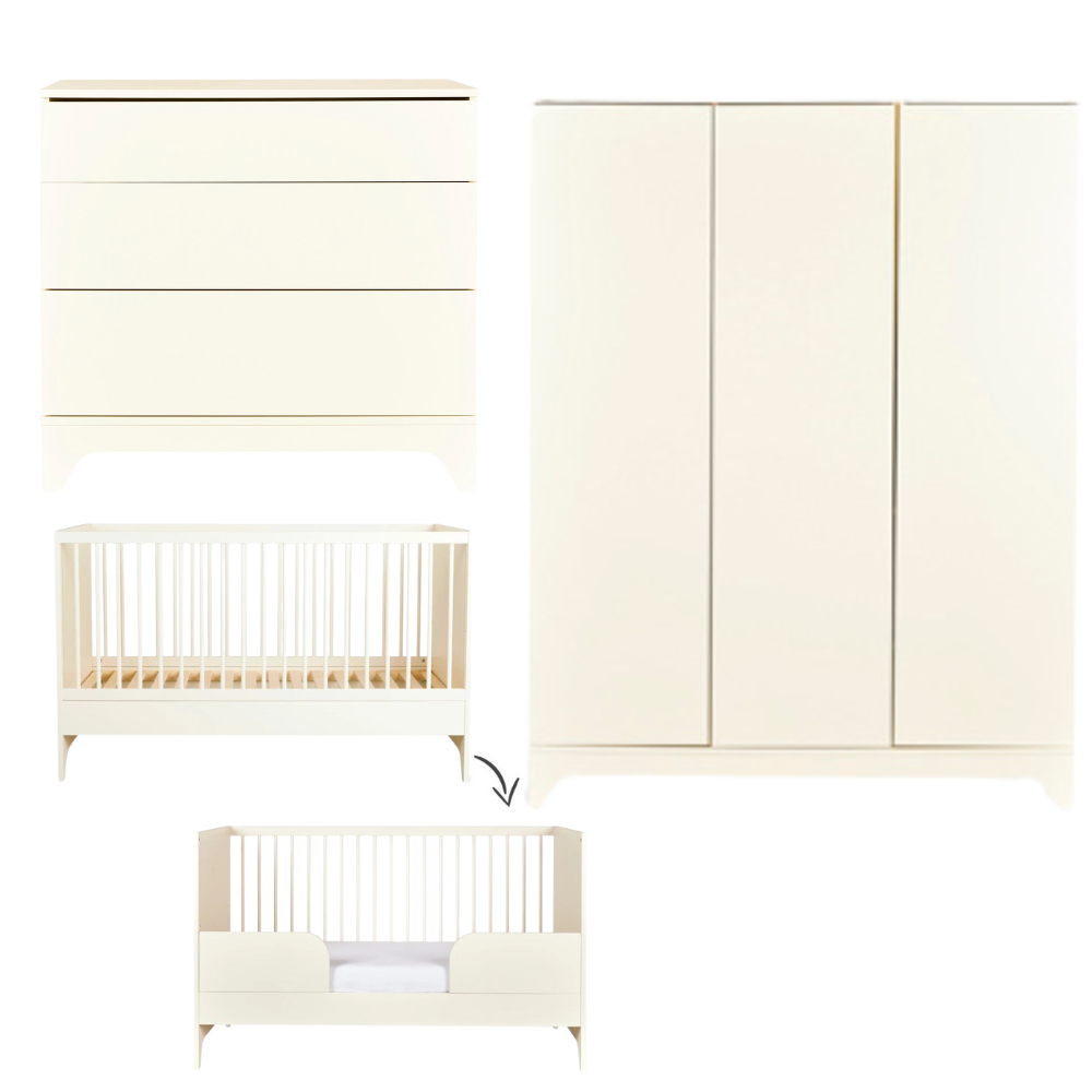Babykamer Quax Tsughi Butter 70x140 met 3-deurs kast Babykamer Quax Tsughi Butter 70x140 met 3-deurs kast - Afbeelding 1