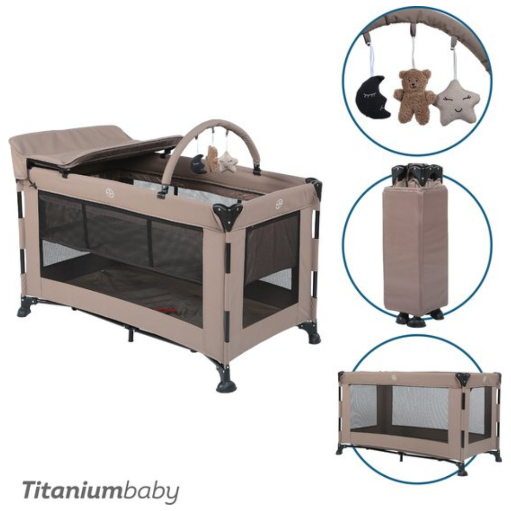 Campingbed Titanium Baby Solid Emma Lush Taupe Campingbed Titanium Baby Solid Emma Lush Taupe - Afbeelding 1