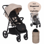 Set | Buggy Novi Baby® Grande Go Sand/Black Met Accessoires Pakket En Voetenzak
